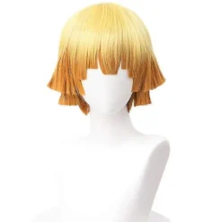 Halloweenfest Demon Slayer Agatsuma Zenitsu Cosplay Festkostume Sæt Anime Gaver Kun Paryk, CJY Only Wig S
