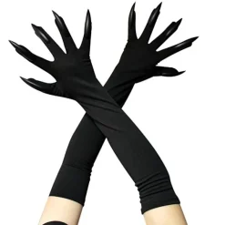 Halloween-handsker Voksne Halloween-kløer Lange sorte dyrefødder Handsker med skræmmende lange negle Sjovt spøgelse Black Nails