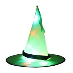 Halloweenhat Heksehat Hue Glødetråd Halloween Heksekostume Tilbehør til Halloweenfest Fest Mode Prom Cosplay grøn