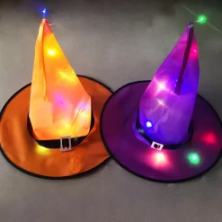 Halloweenhat Heksehat Hue Glødetråd Halloween Heksekostume Tilbehør til Halloweenfest Fest Mode Prom Cosplay grøn