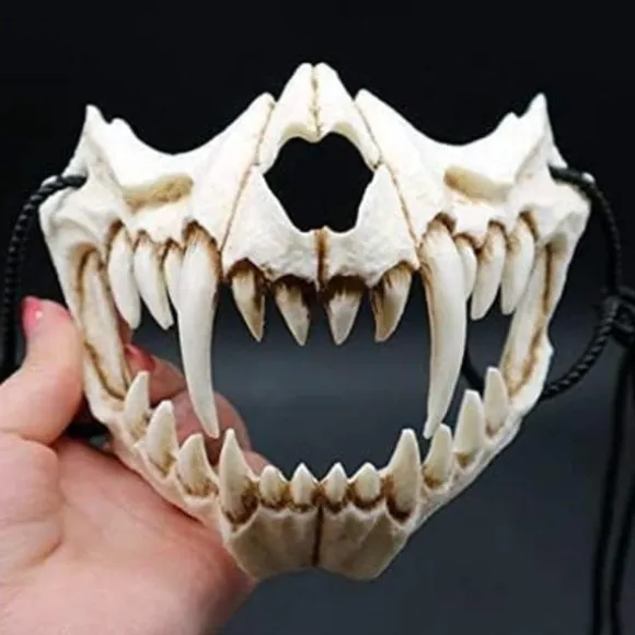 Halloween-kostume Halvskallemaske Cosplay-kostume Skelet-halvmaske Varulvemaske Harpiksmaske