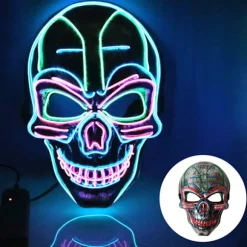 Halloween-maske, LED-maske med 3 blinkende tilstande kraniemaske til børn
