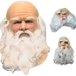 Halloween-masker til voksne, julemandsmasker med hvidt skæg i latex, søde julemasker til børn og voksne, helmaske til cosplay-kostume, julefest, karneval | Fyndiq