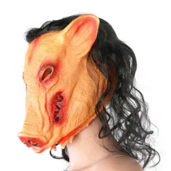 Halloween-tilbehør Halloween rekvisitter performance rekvisitter gris maske med hår gris hovedmaske horror hovedbeklædning