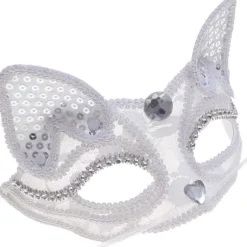 Halv Blonde til Par Ræv Halv Maske Vintage Halv Maske Maskerade Fest Dekorationer til Halloween Mardi Gras Maskerade Fest 1 stk (Hvid)