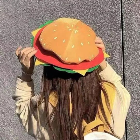 Hamburgerhat til voksne, sød, sjov, realistisk, behagelig, elastisk, kostumetilbehør, blød, mænd, kvinder, fastfood-hamburgerhue til gave (FMY) Yellow One Size | Fyndiq
