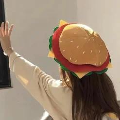 Hamburgerhat til voksne, sød, sjov, realistisk, behagelig, elastisk, kostumetilbehør, blød, mænd, kvinder, fastfood-hamburgerhue til gave (FMY) Yellow One Size | Fyndiq