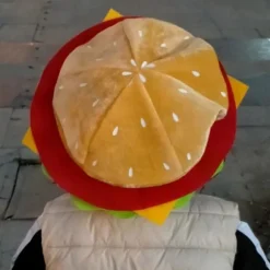 Hamburgerhat til voksne, sød, sjov, realistisk, hyggelig, elastisk, kostumetilbehør, blød, herre, dame, fastfood-hamburgerhue til gave
