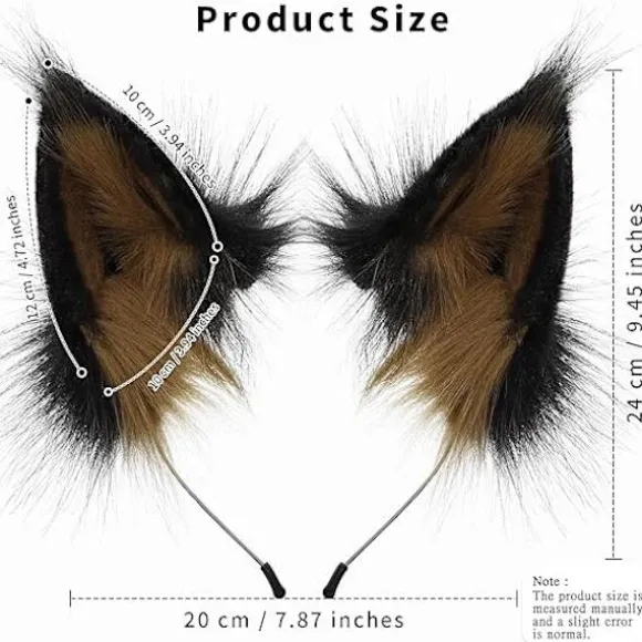 HAOAN Dyreimitation Pels Ræv Ulv Øre Hårbånd Pelsagtigt Håndlavet Hårbånd Hovedbeklædning Kostume Cosplay Tilbehør Blackbrown