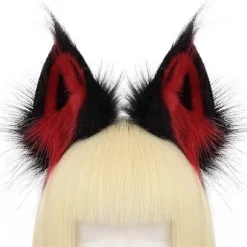 HAOAN Dyreimitation Pels Ræv Ulv Øre Hårbånd Pelsagtigt Håndlavet Hårbånd Hovedbeklædning Kostume Cosplay Tilbehør Blackbrown