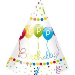 Happy Birthday Partyhattar, konformade 6 st - Happy Birthday Streamers