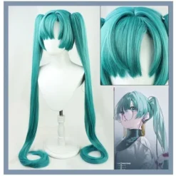 Hatsune Miku Paryk Cosplay Party Parykker med 2 Hestehaler Lang Lige