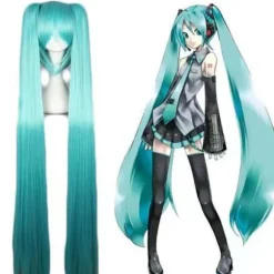 Hatsune Miku paryk Cosplay Paryk med 2 hestehaler lang lige
