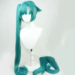 Hatsune Miku Paryk Cosplay Fest Parykker med 2 Hestehaler Lang Glat