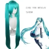 Hatsune Miku Wig Cosplay Party Parykker med 2 Hestehale lange lige Parykker Halloween Carnival Rekvisitter