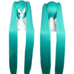 Hatsune Miku Wig Cosplay Party Parykker med 2 Hestehale lange lige Parykker Halloween Carnival Rekvisitter