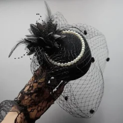 Hatte 20'er 50'er Hat Pillbox Hat Cocktail Tea Party Hovedbeklædning med Slør