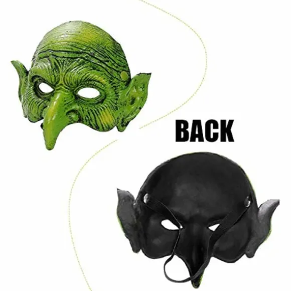 Heks Maske Grøn Goblin Maske Halloween Karneval Fest Kostume