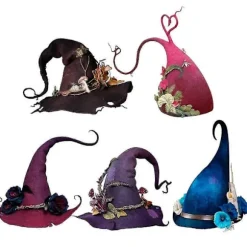 Heksehat Blomsterranke Filt Hat Cosplay Performance Rekvisit Halloweenfest Voksen Brown