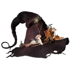 Heksehat Blomsterranke Filt Hat Cosplay Performance Rekvisit Halloweenfest Voksen Brown