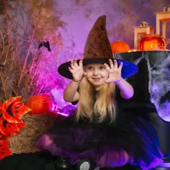 Heksehat Dame Stor Halloween Heksehat Voksen Bredskygget Blondehat Billigt Kostume Fest Maskerade Cosplay Tilbehør Hoveddekoration blackone