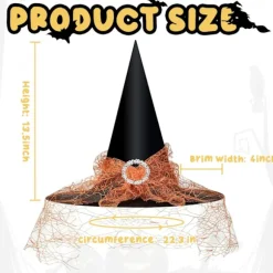 Heksehat til kvinder, blondenet, elegant kostume, troldmand kostume tilbehør til cosplayfester Orange Lace-yux Orange Lace