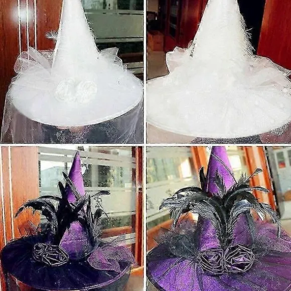 heksehatte kasketter voksen kostume tilbehør halloween fancy halloween cosplay dekor 2025 Black