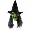 Heksemaske med hår og hat Latex Gammel heksemaske Halloweenfest Gyser heks kostume Klæd dig ud rekvisitter