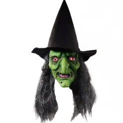 Heksemaske med hår og hat Latex Gammel heksemaske Halloweenfest Gyser heks kostume Klæd dig ud rekvisitter