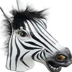 Helmaske Zebra Latex Dyremaske Gys Halloween Cosplay Party Kostume, Gummimasker