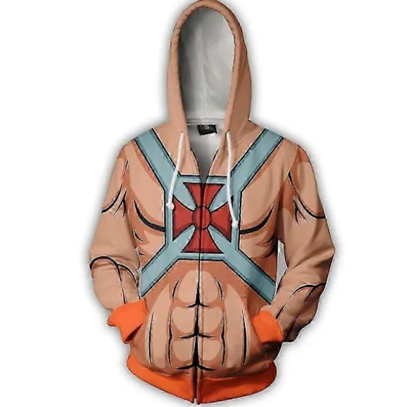 He-man og Masters of the Universe Cosplay Kostume 3D Print Sweatshirt Lynlås Hætte Cartoon Sweatshirt Modejakker-Yvan-lingling} A M