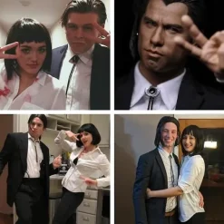 Herr Vincent Vega Paryk med 1 Halskæde Kort Sort