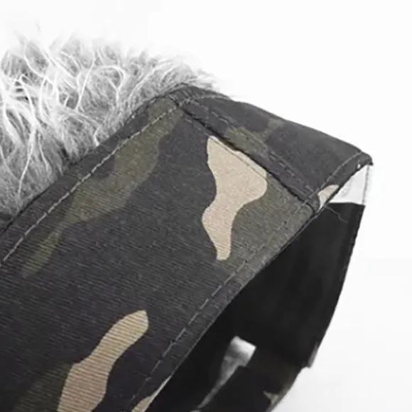 Herre Camouflage Grå Justerbar Størrelse Sjov Kort Hår Paryk Hårbøjle