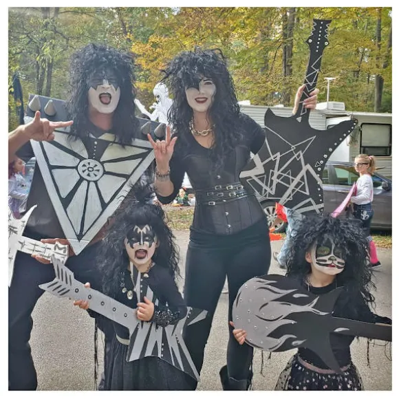 Herre 80'er Lang Krøllet Sort Rocker Kostume Paryk
