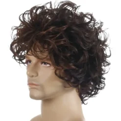 Herre Fluffy Kort Krøllet Paryk - Moderne Kort Krøllet Paryk - 28cm