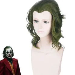 Herre Joker Grøn Paryk Fleck Kostume