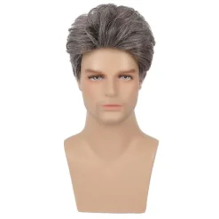 Herre Kort Paryk Blandet Brun Cosplay Hår Paryk Naturlig Syntetisk Erstatningsparyk