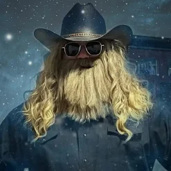 Herre Paryk og Skæg Lang Krøllet Gyldenbrun Paryk Herre Parykker Halloween Kostume Fest Parykker