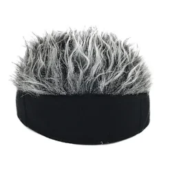 Herre Retro Kort Paryk Hovedbånd Hip Hop Hooligan Hue Beanie Cosplay Kunsthår Hat Black Grey