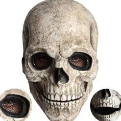 Herre Skull Maske, Voksen Skull Maske, Horror Maske med Bevægelig Kæbe, Dekoration, Skull Maske (Grå)
