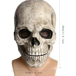 Herre Skull Maske, Voksen Skull Maske, Horror Maske med Bevægelig Kæbe, Dekoration, Skull Maske (Grå)