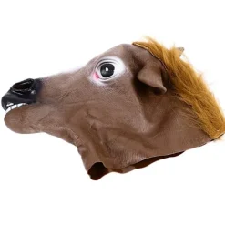 Hestehoved Kostume Brun Behagelig Holdbar Livagtig Party Hestehoved til Cosplay Halloween