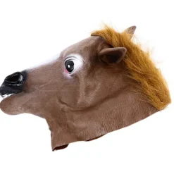 Hestehoved Kostume Brun Behagelig Holdbar Livagtig Party Hestehoved til Cosplay Halloween