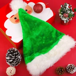 Heyone 3-pak Julemandshue til Voksne Julemandshue Traditionel Grøn og Hvid Plys Julemandshue til Julefest