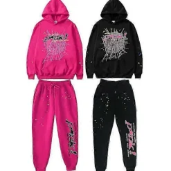 High Street Spider Hoodie Spider Print Halloween Y2k Vinter Hoodie Og Bukser Unisex Pullover Ny Halloween Fritids Hoodie Black XS