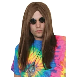 Hippieperuk Brun Dam och Herr Maskerad Brown one size