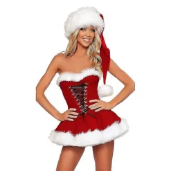 Høj kvalitet Dame Julekostume Dragt Julefest Sexy Rød Fløjl Kjole Cosplay Julemand Kostume Dragt Unisex [HK] S