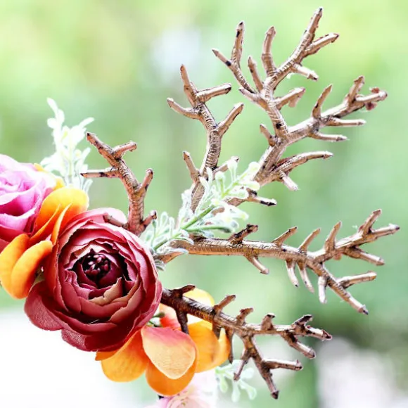 Hjortetaks pandebånd blomster hårbånd jul til piger julehovedbeklædning