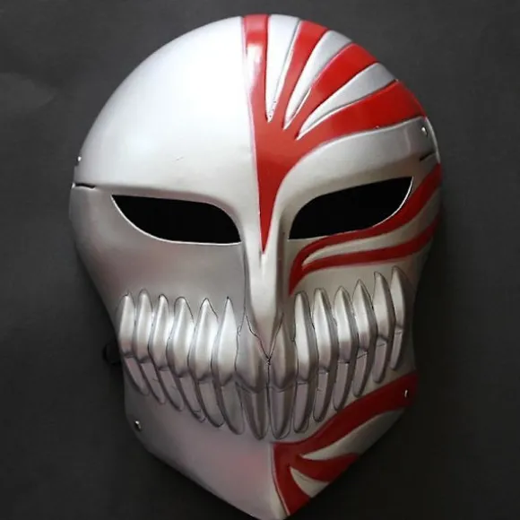 Højt Cartoon Død Ichigo Kurosaki Bleach Maske Julebal Maskerade Party Cosplay Halloween Cool Maske Gave til Mænd Dreng Legetøj (FMY) Red