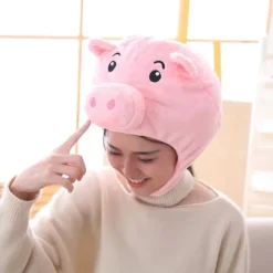 Højtidelig Hat Pink Sød Plys Gris Hovedbeklædning Gris Hat Plys Hovedbeklædning Foto Rekvisitter